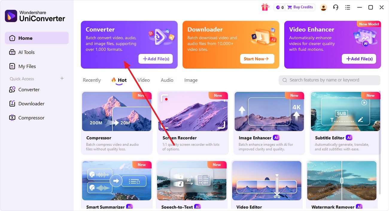 choose uniconverter format converter
