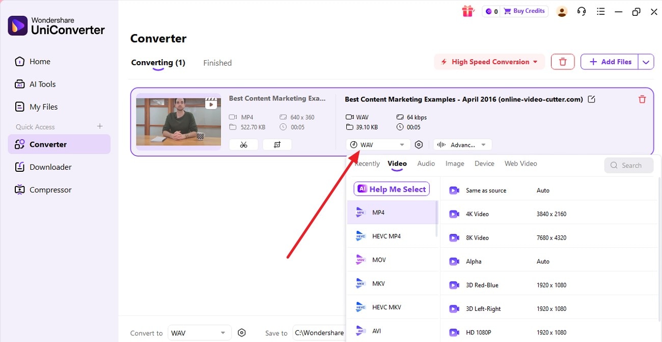 choose video file format