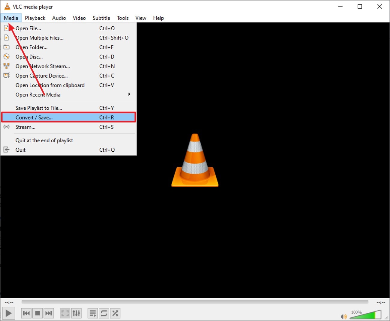 open vlc choose convert save