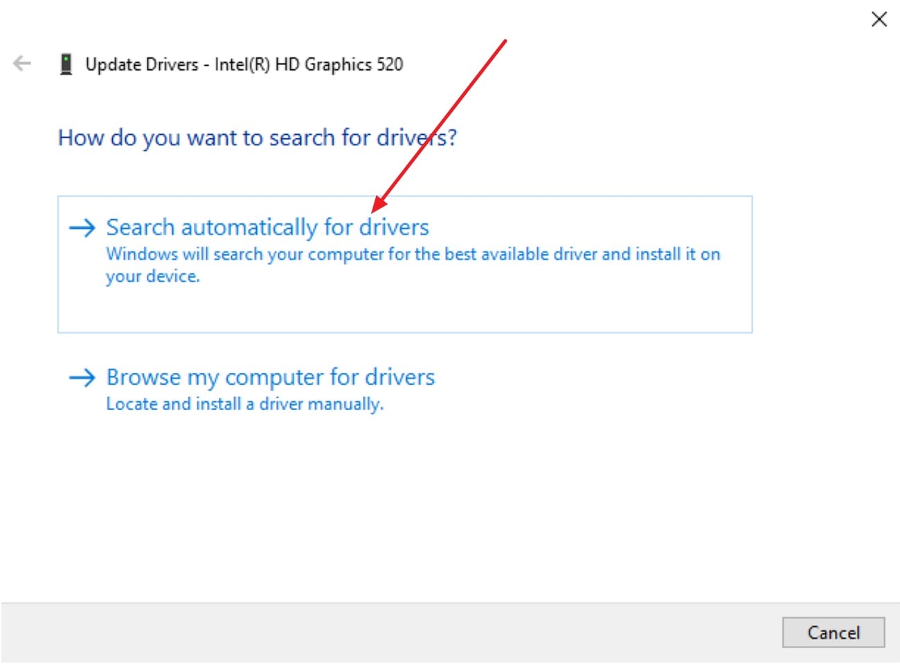 search automatically for driver