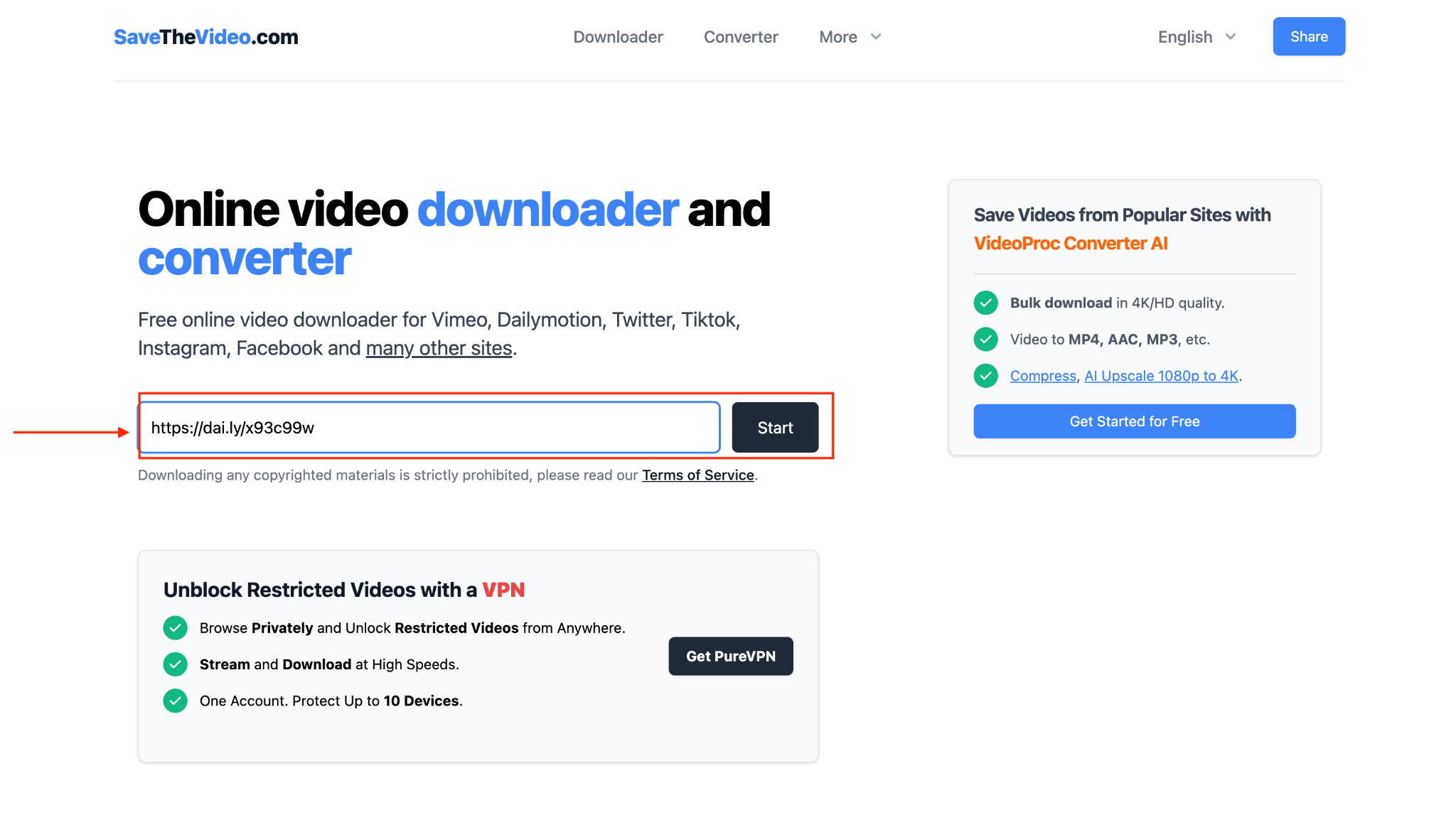 savethevideo paste link