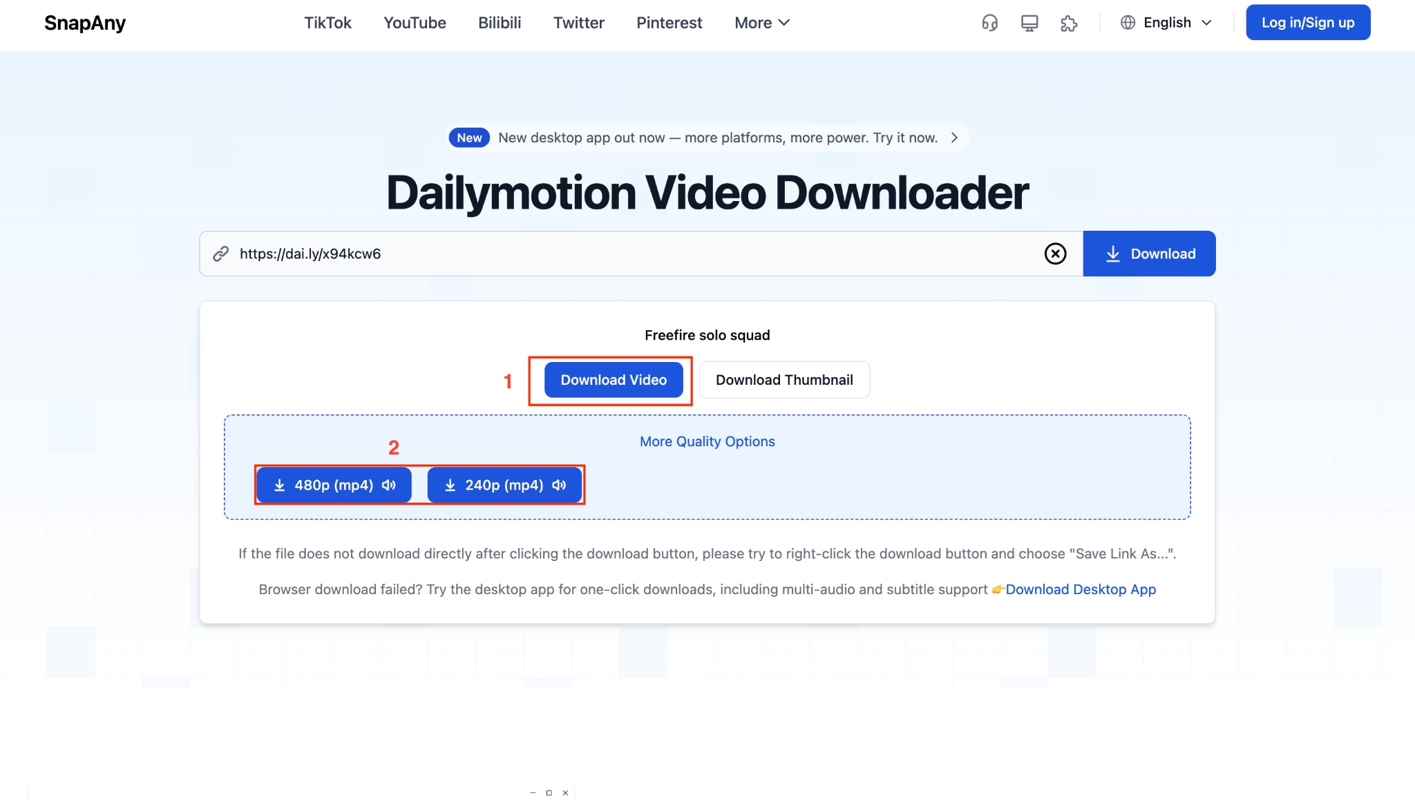 snapany download video from dailymotion 