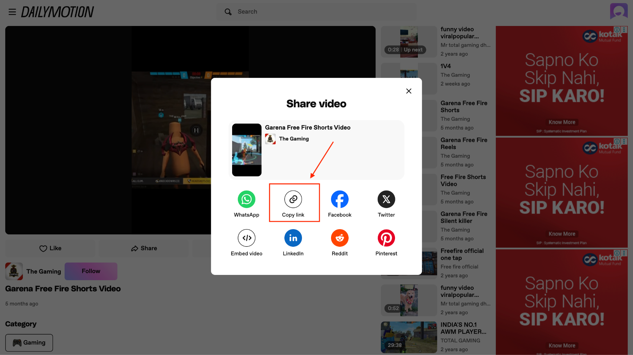 wondershare uniconverter copy dailymotion link