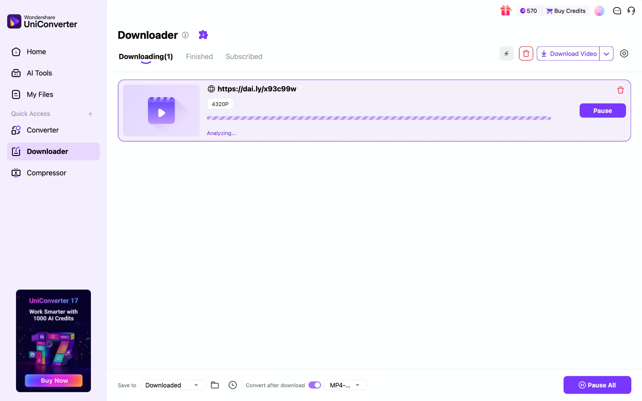 wondershare uniconverter download dailymotion to mp4