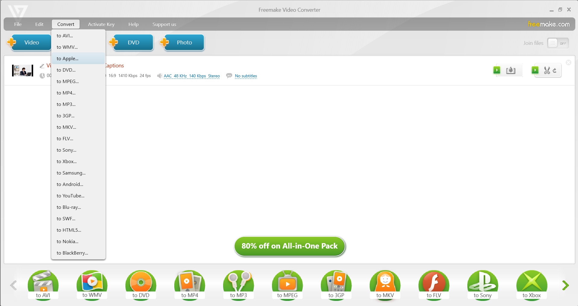 freemake video converter format support