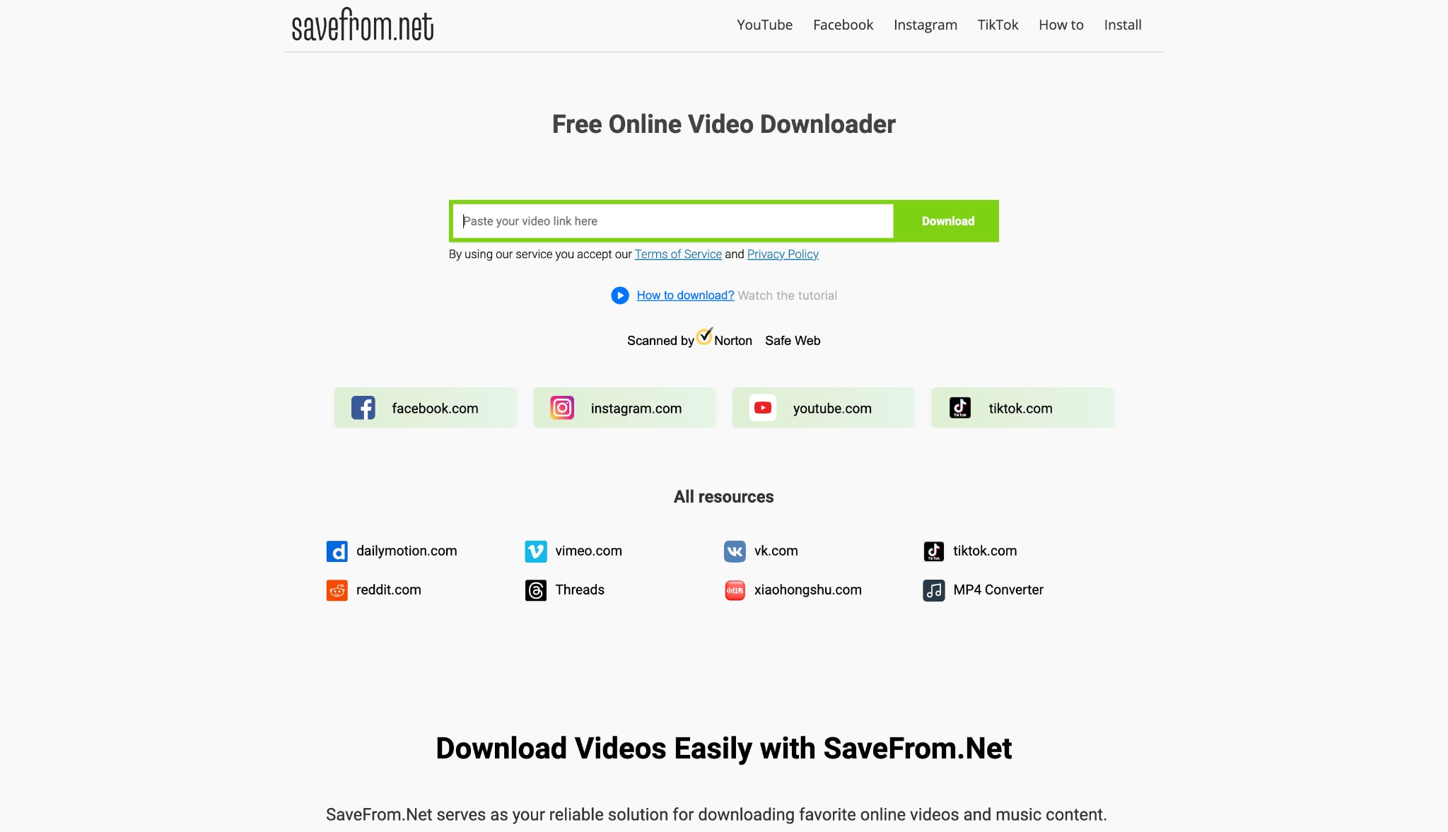 savefrom.net homepage