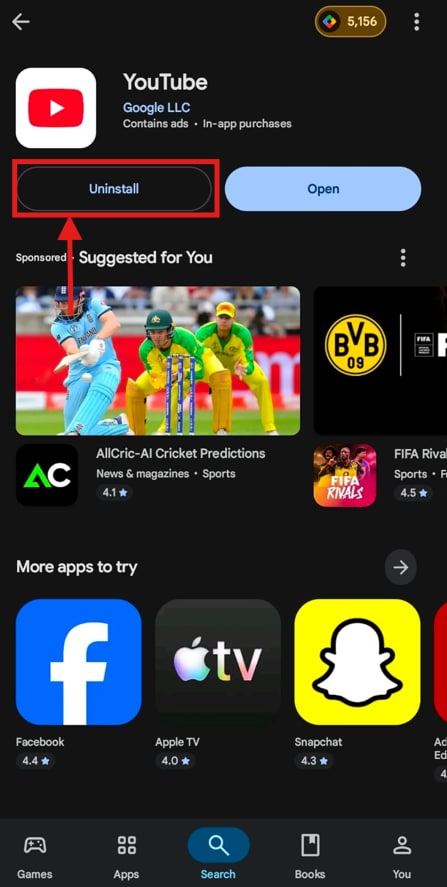android uninstall youtube app