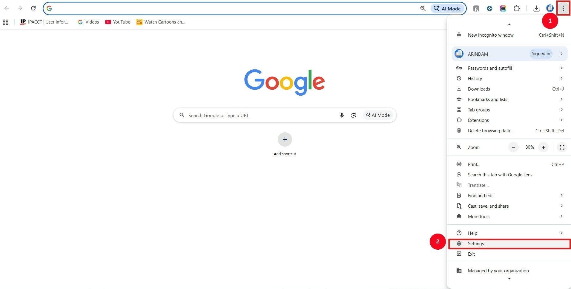 google chrome select settings