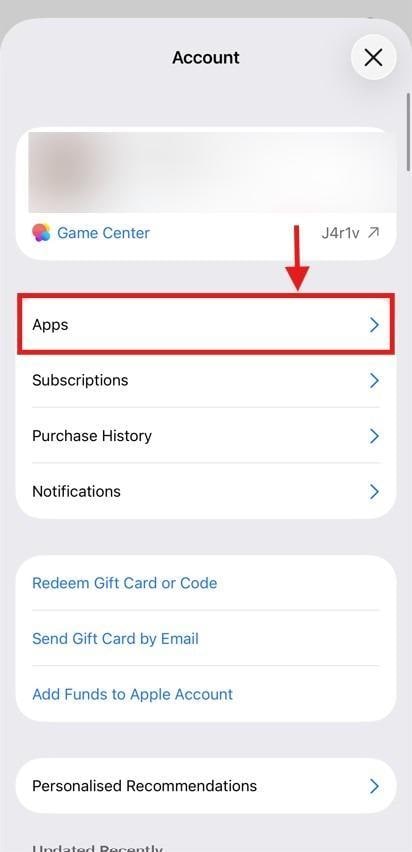 ios select apps option