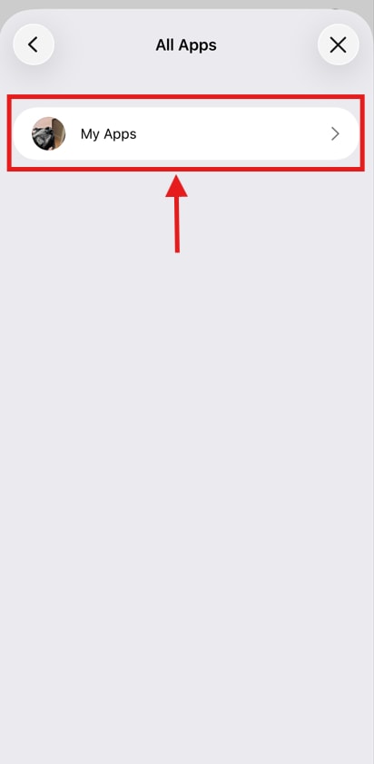ios select my apps option
