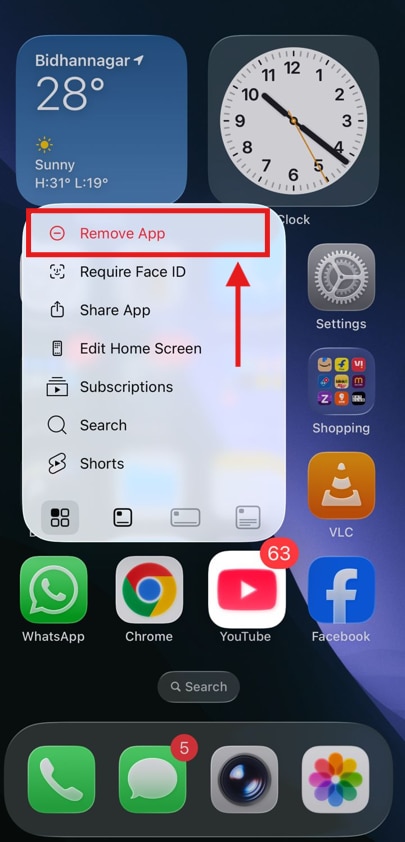 ios uninstall youtube app