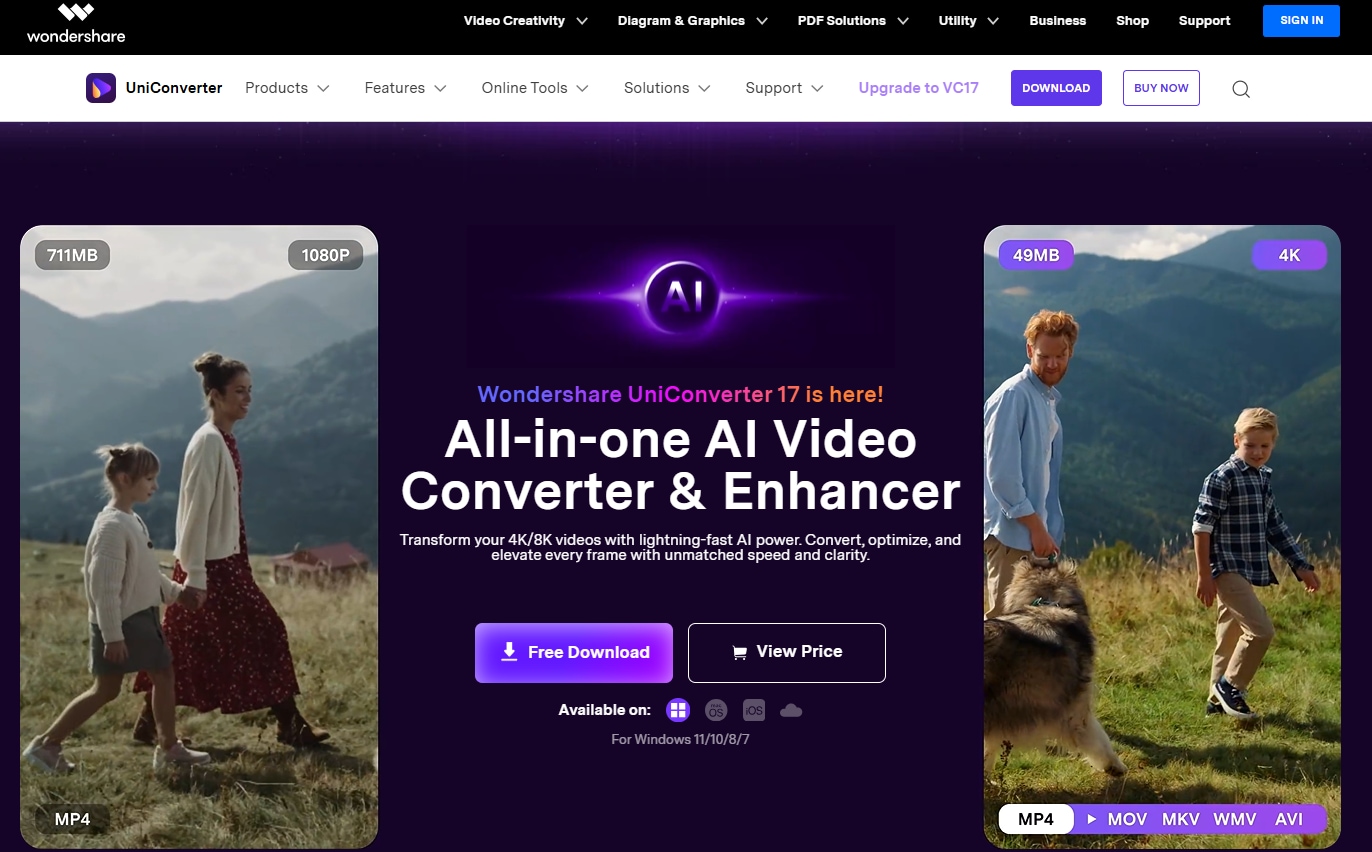 wondershare uniconverter homepage