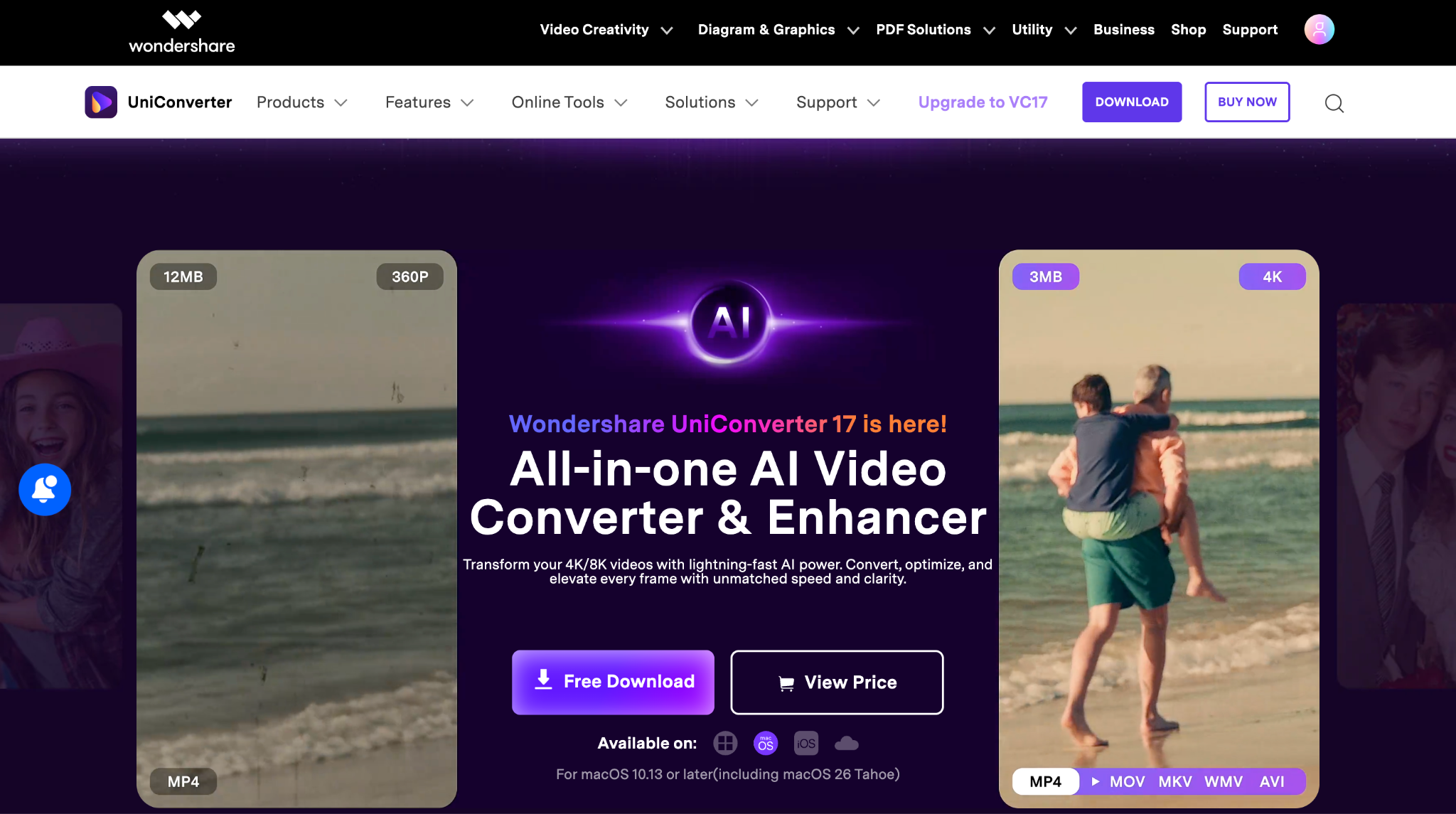 wondershare uniconverter homepage