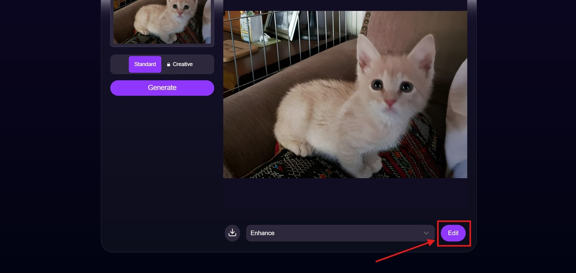 deep ai super resolution click edit