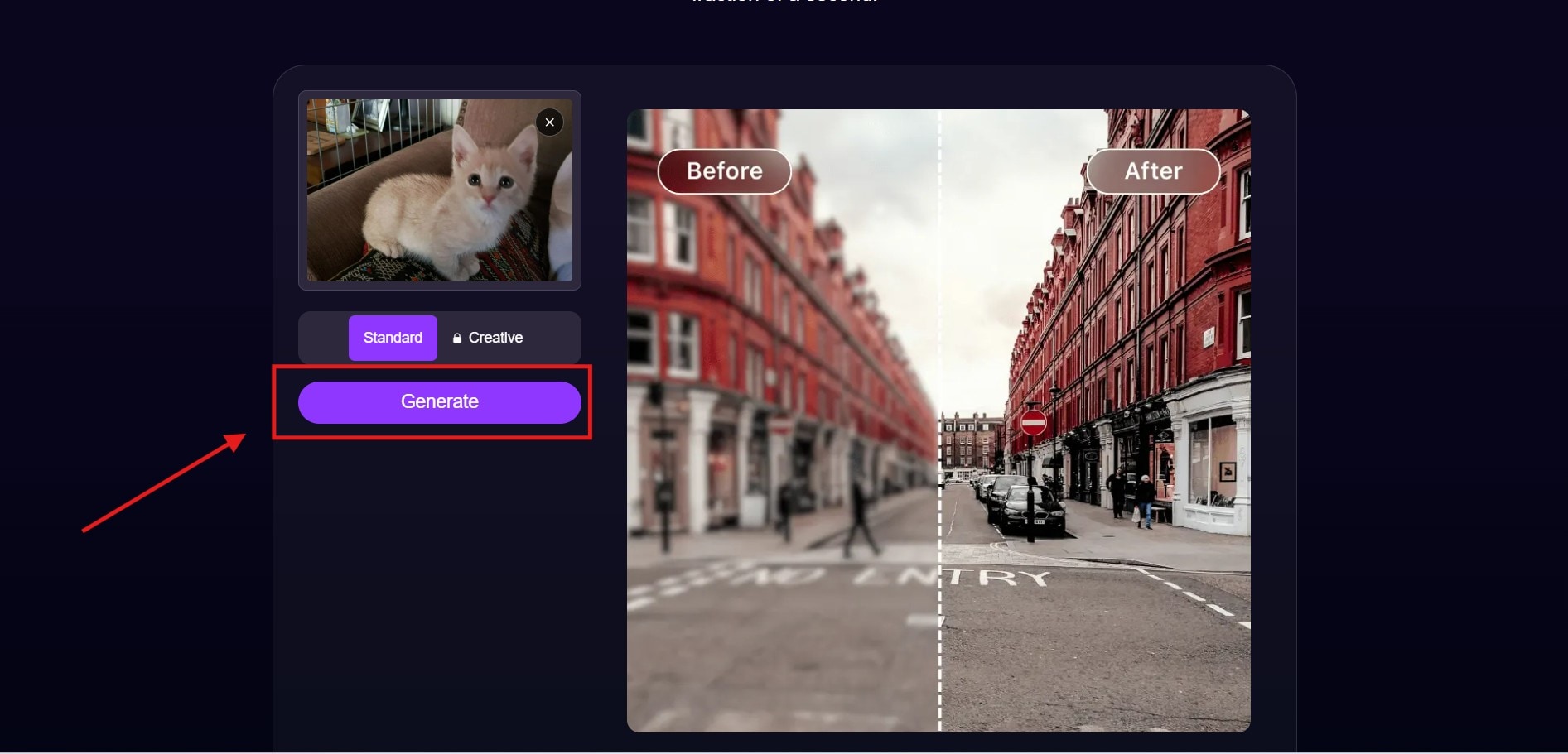 deep ai super resolution click generate