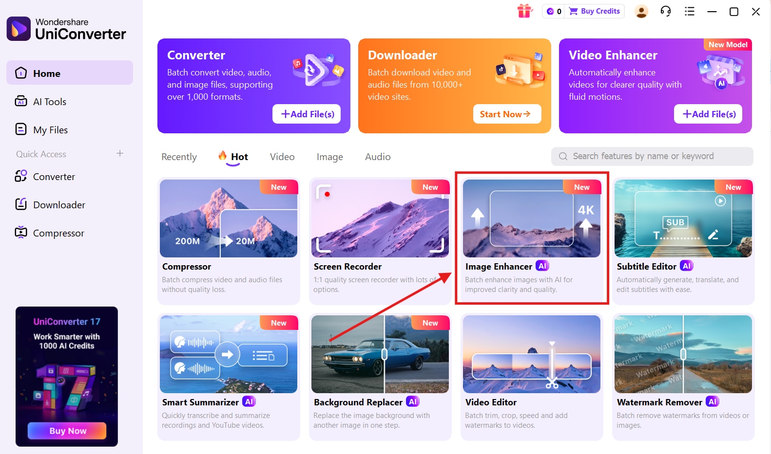 wondershare uniconverter image enhancer