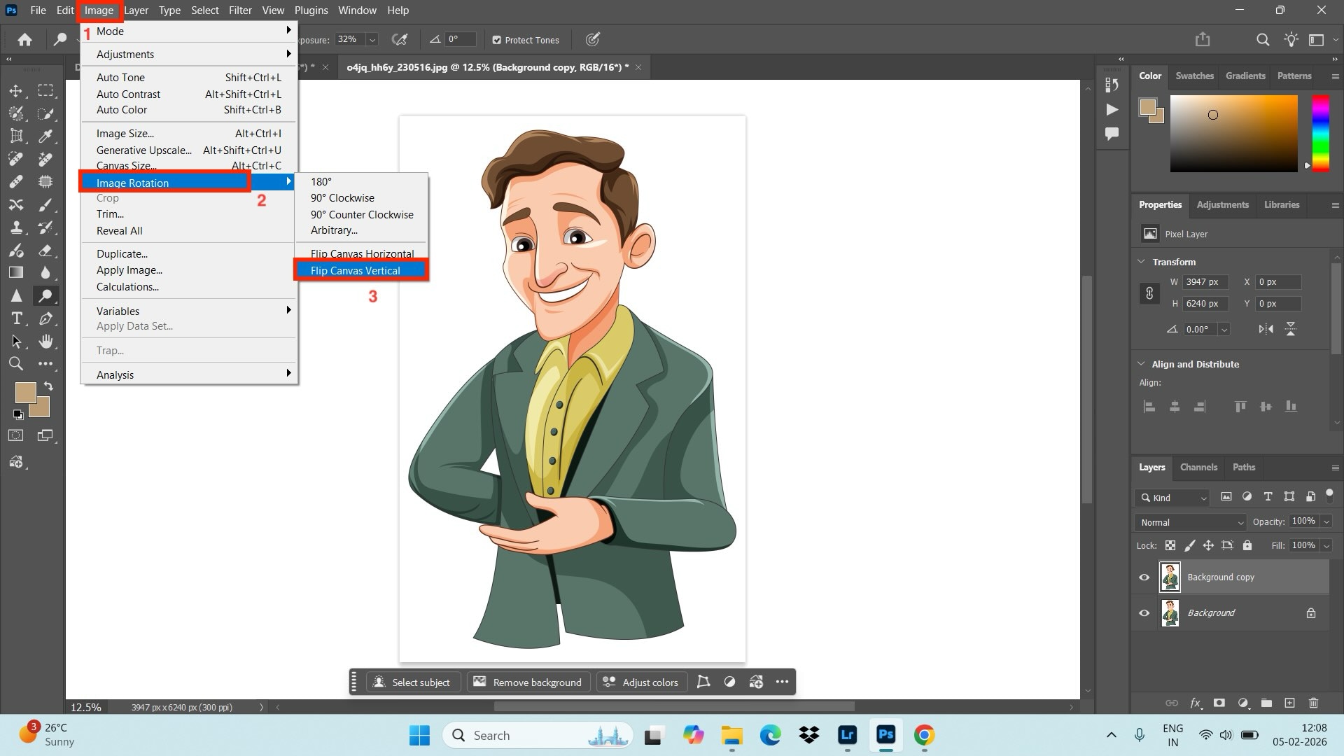photoshop flip entire canvas