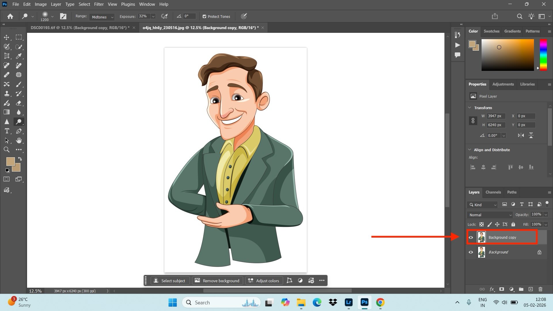 photoshop flip specific layer select layer