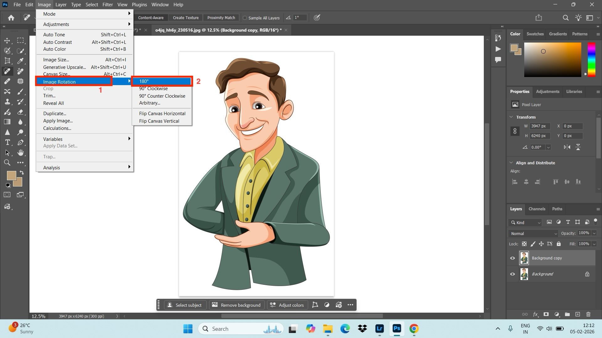 photoshop rotate 180