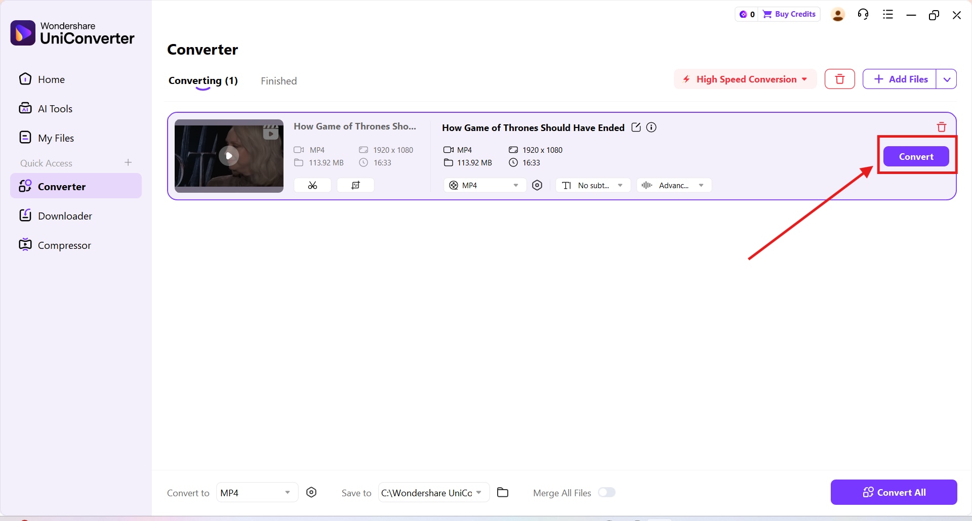 wondershare uniconverter convert