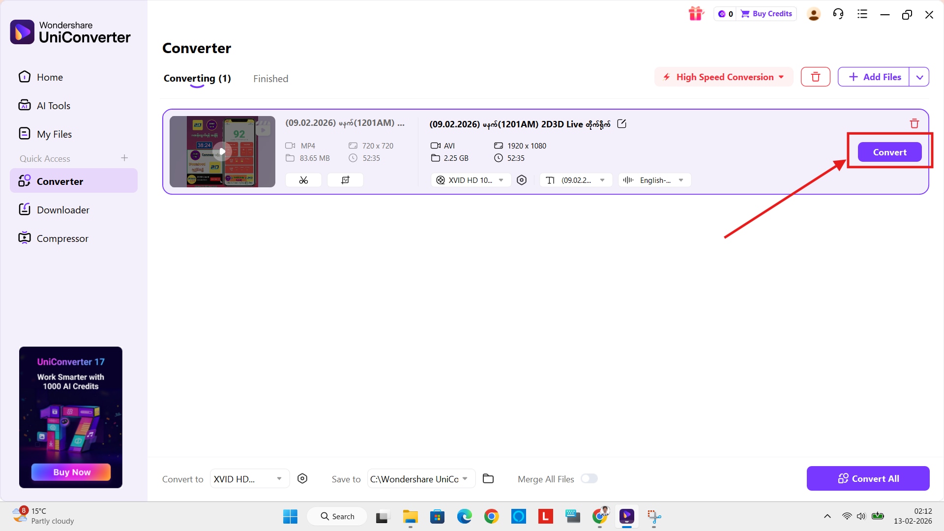 wondershare uniconverter convert