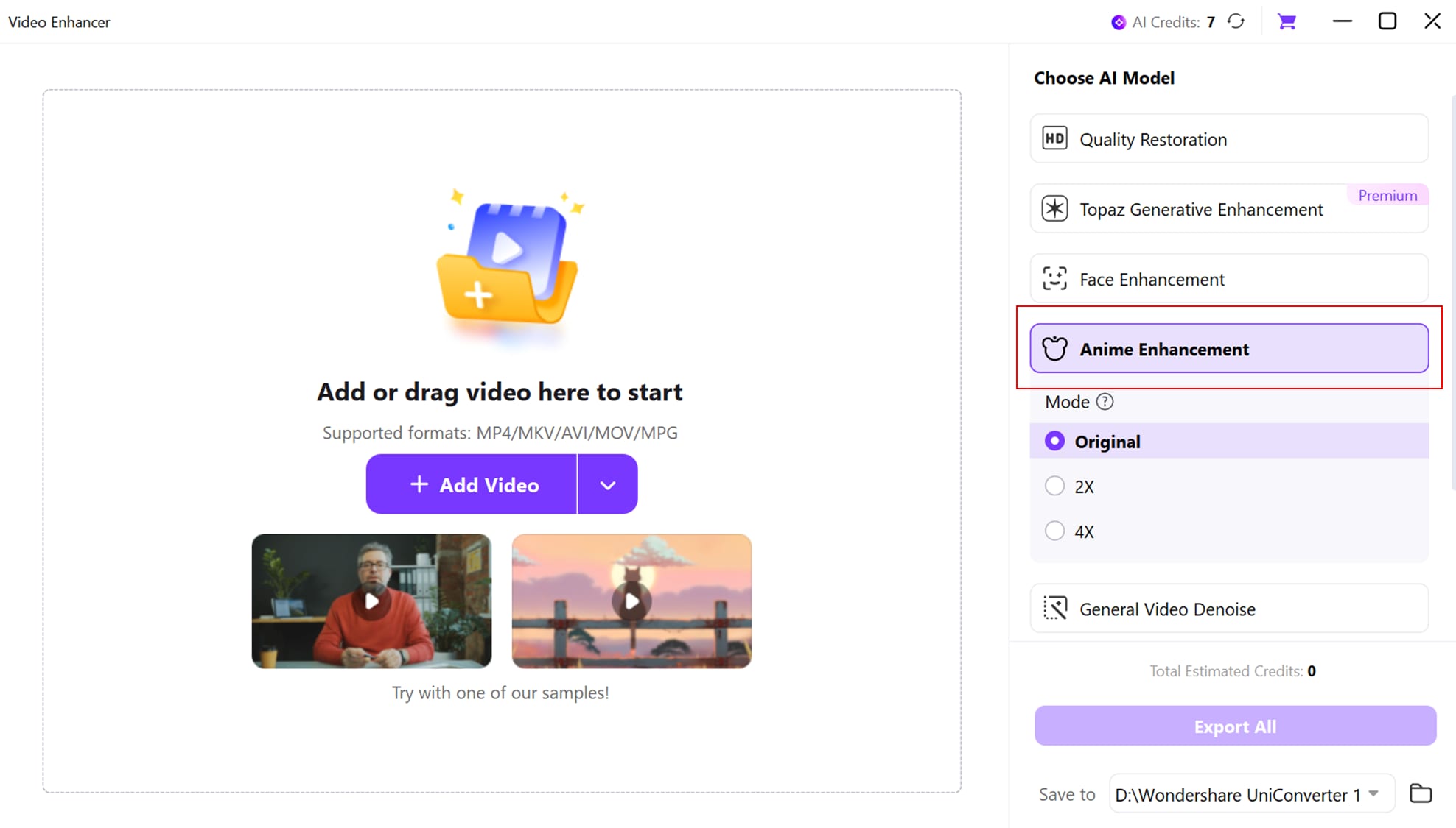 Choose anime enhancement