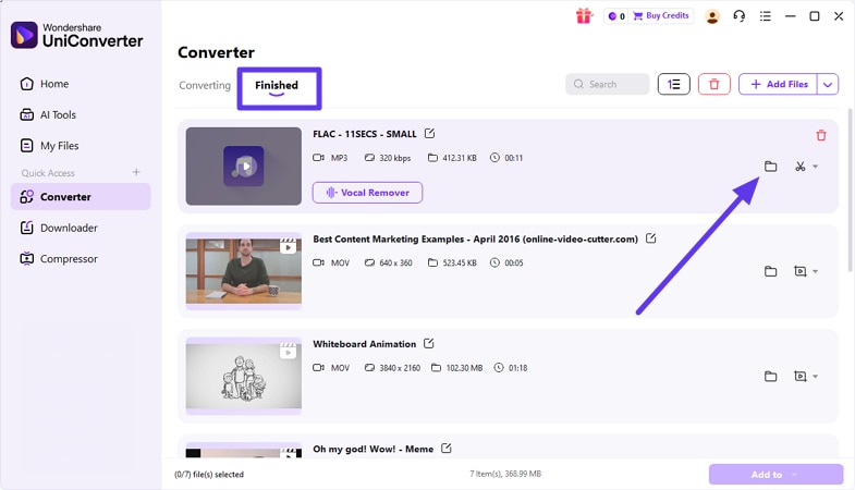 review converted audio file