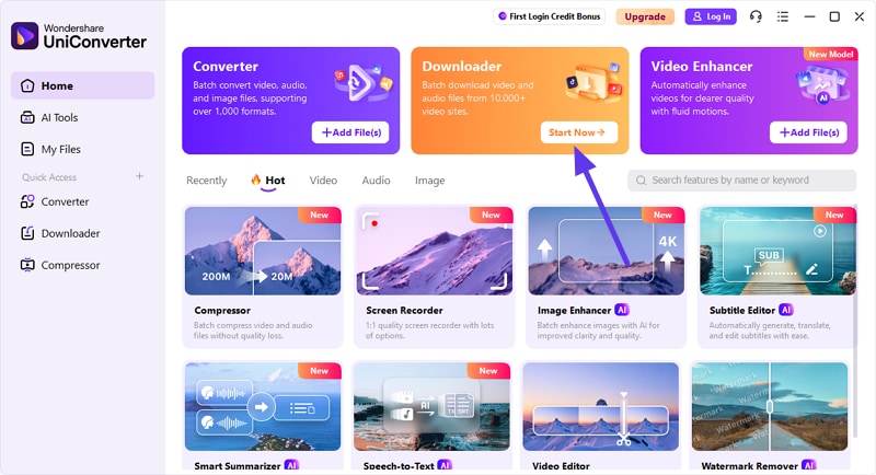 open uniconverter press downloader