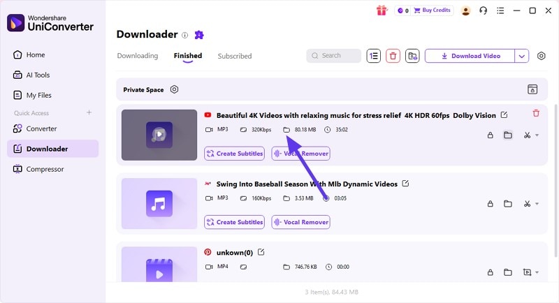 check downloaded audio folder