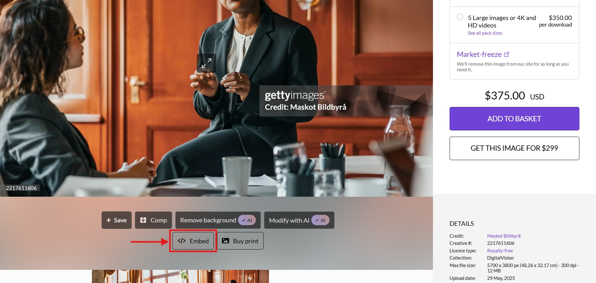 getty images click embed icon