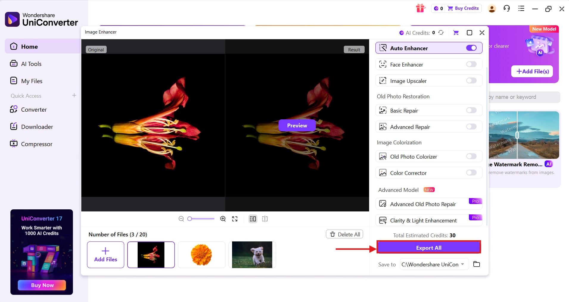 wondershare uniconverter export images