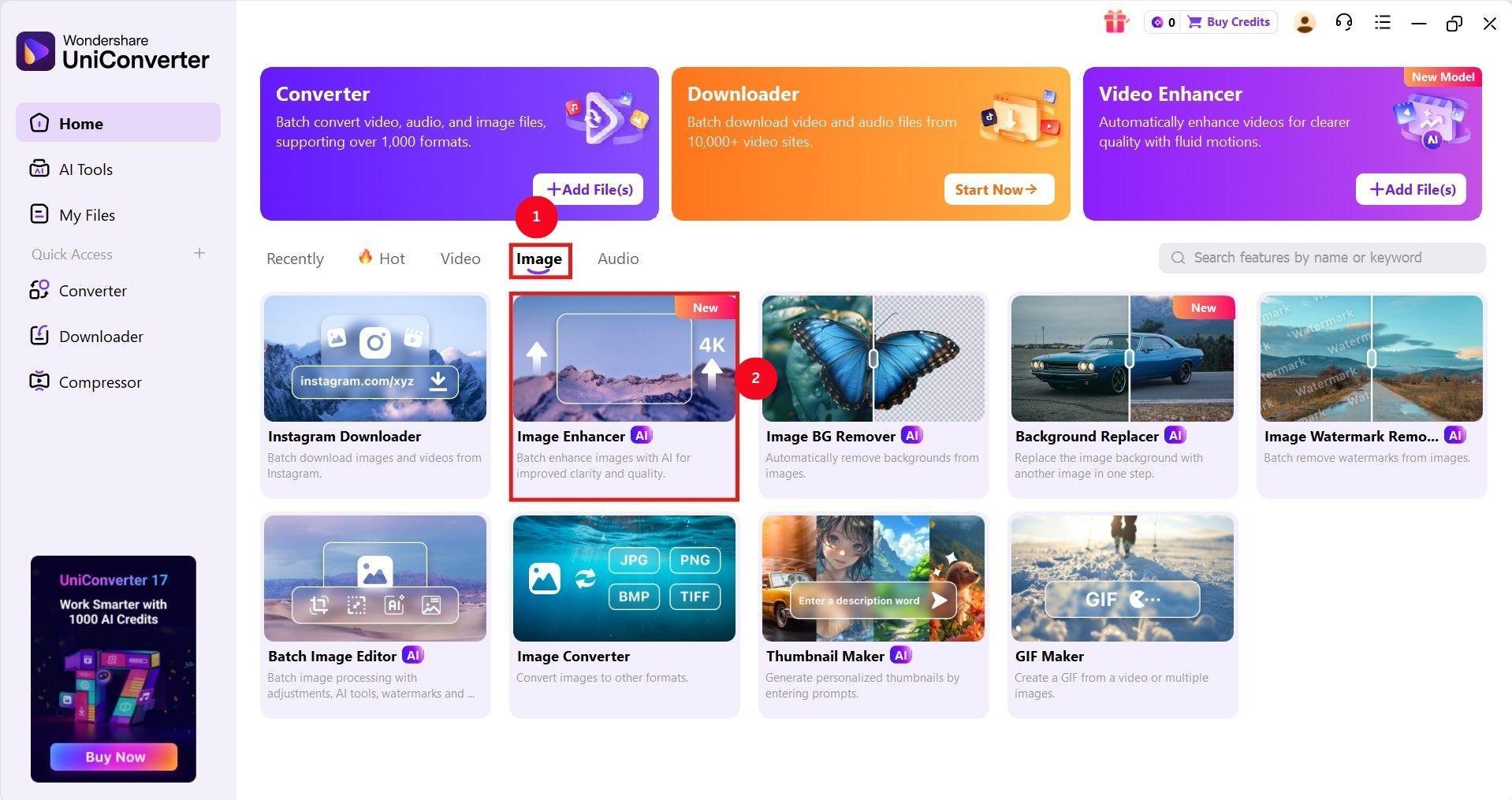 wondershare uniconverter image enhancer