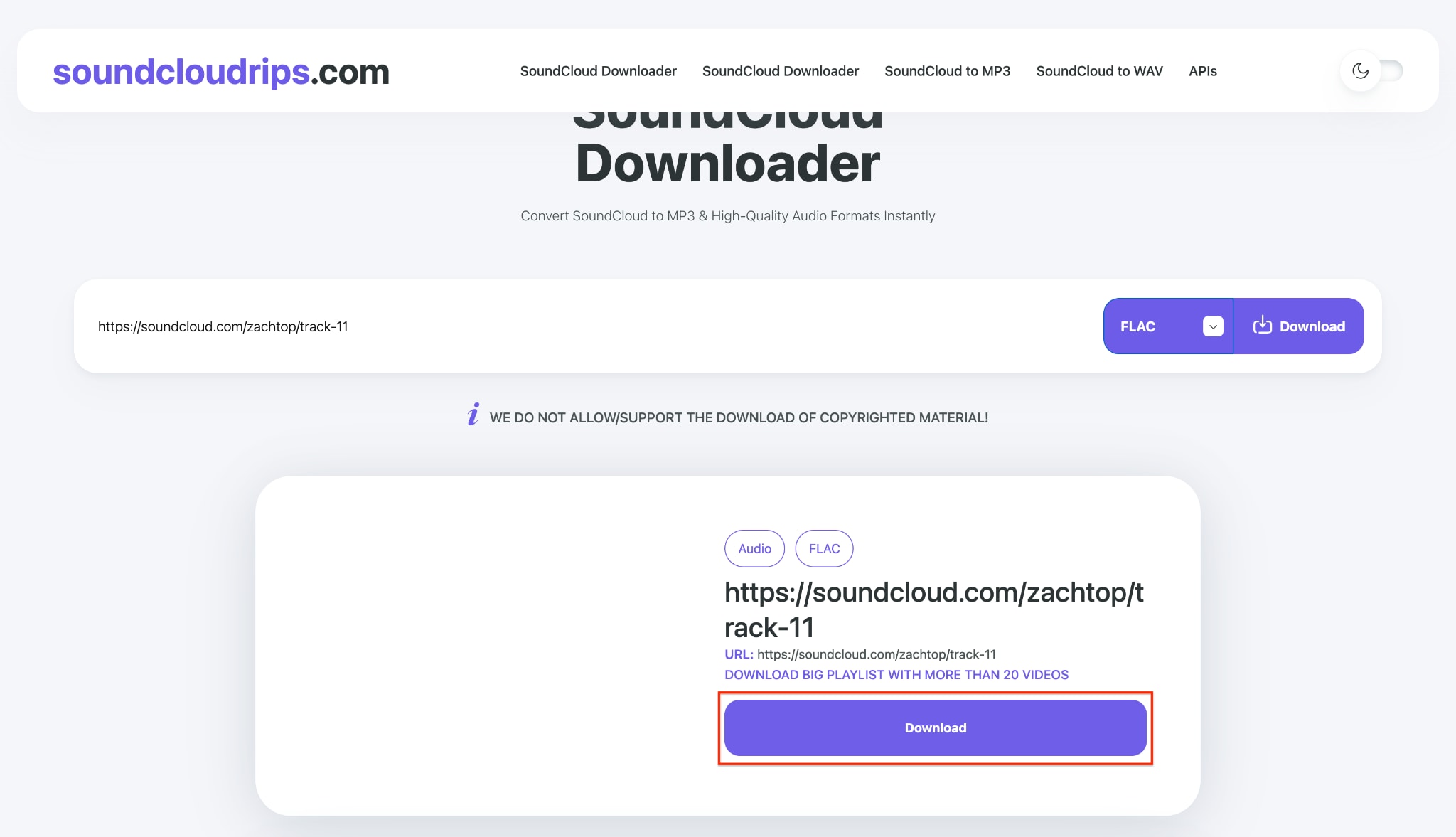 download and save audio to your device