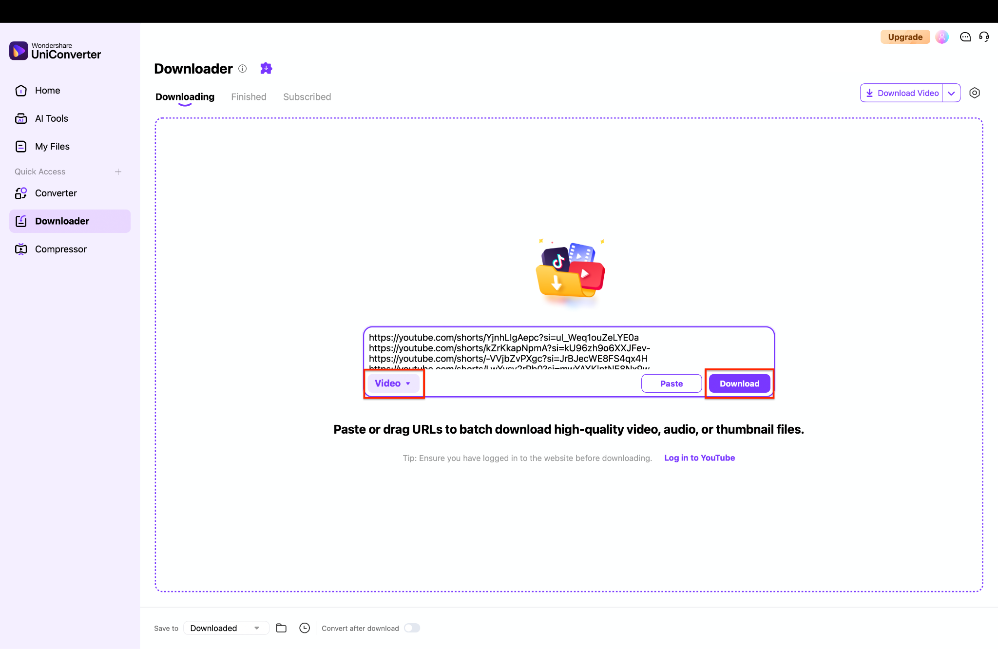 add download links and begin processing