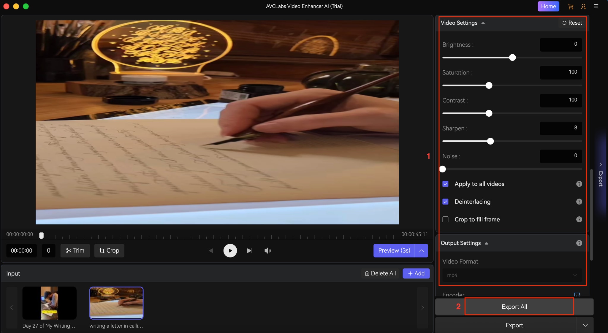 avclabs video enhancer ai export all