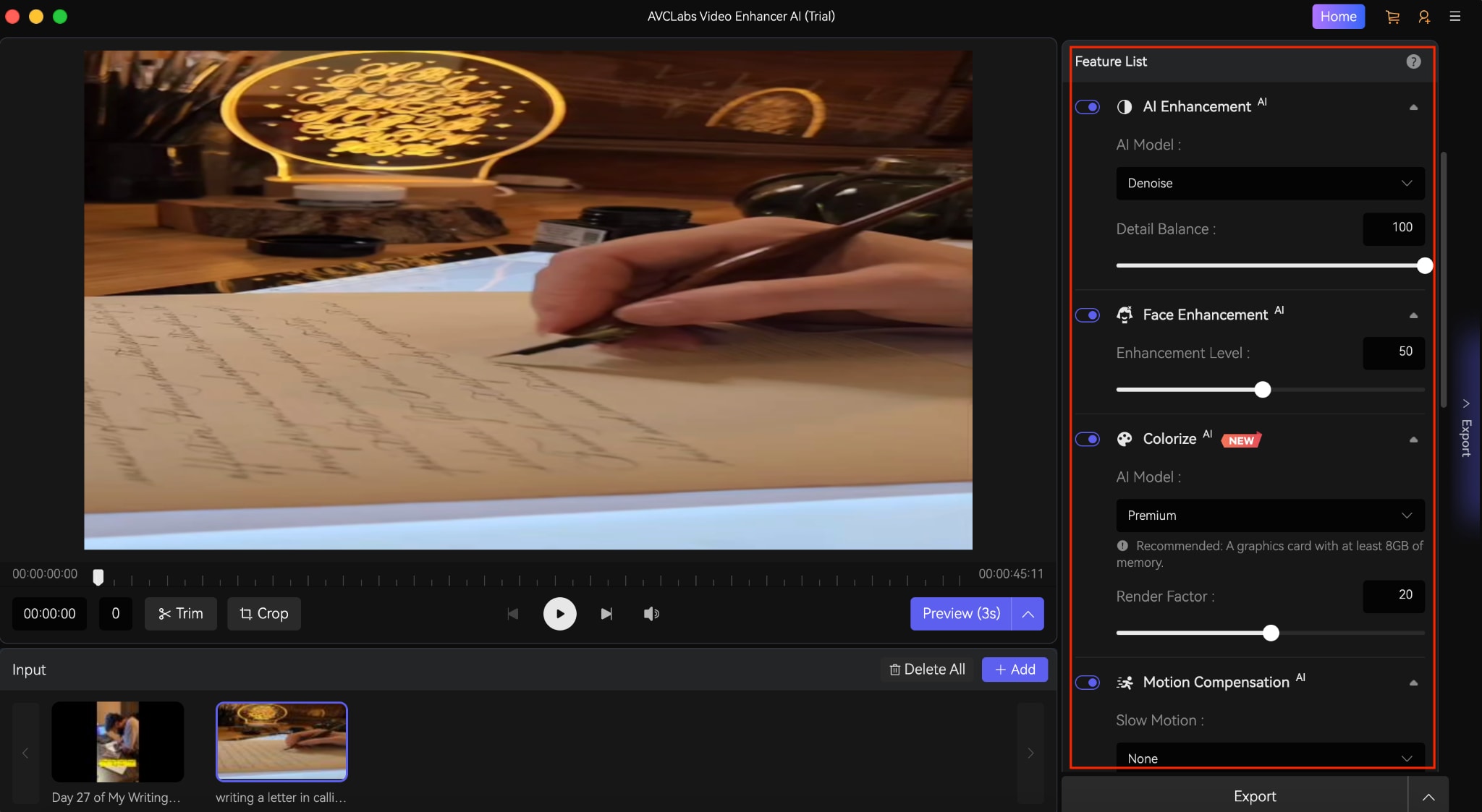 avclabs video enhancer ai feature list