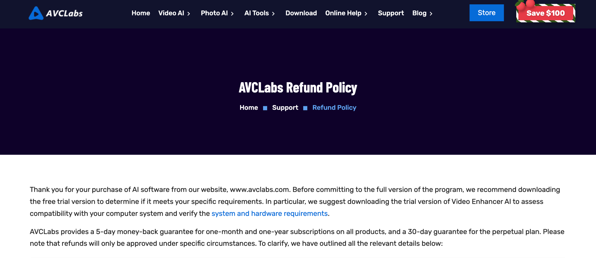 avclabs video enhancer ai refund policy