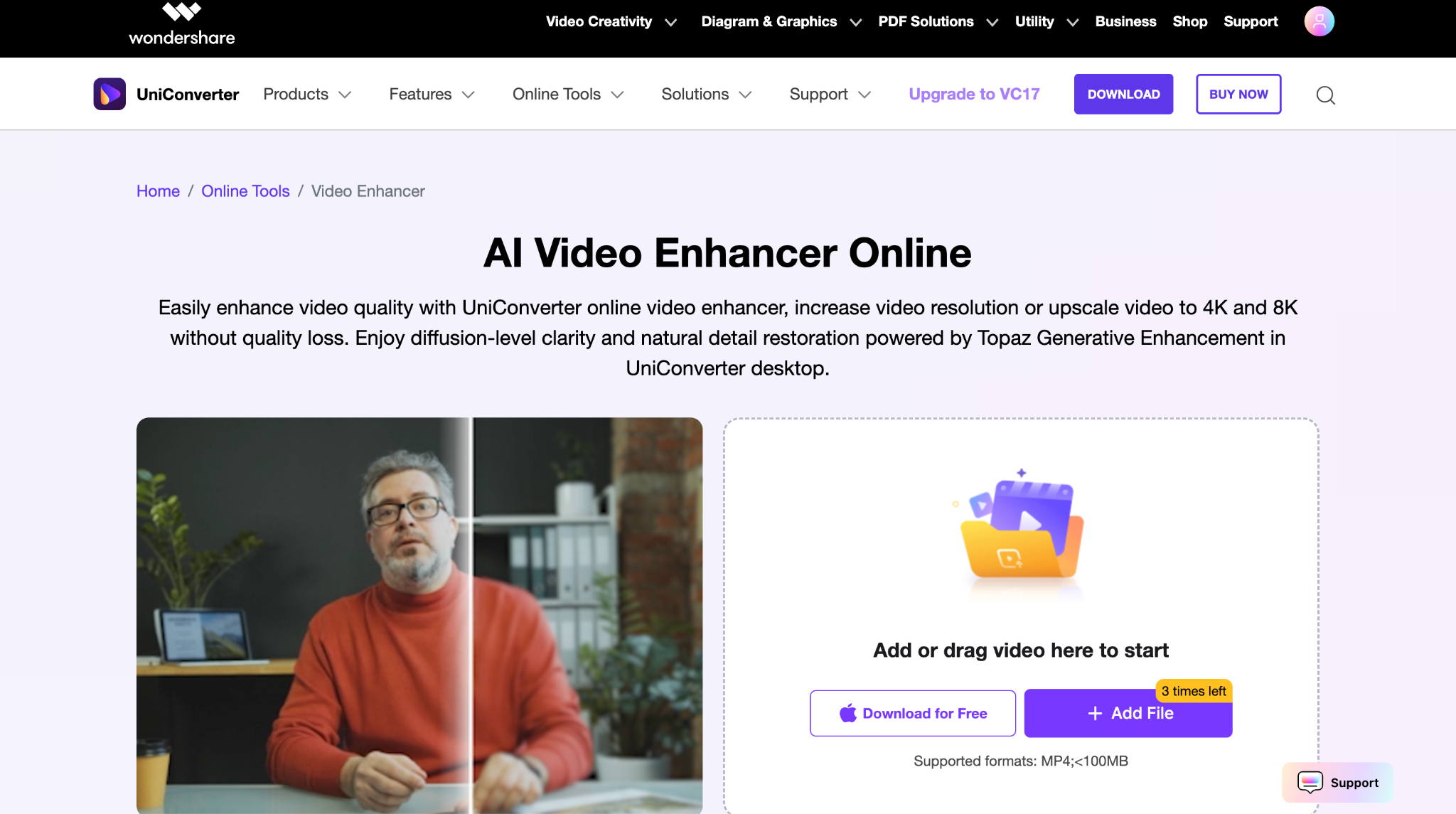 wondershare uniconverter homepage
