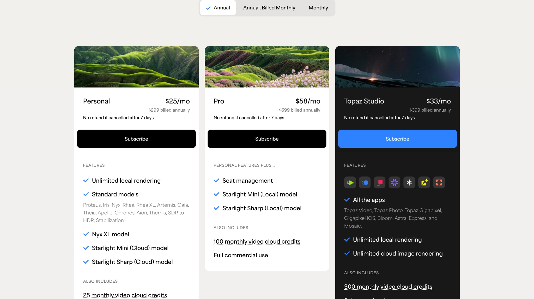 topaz video ai pricing
