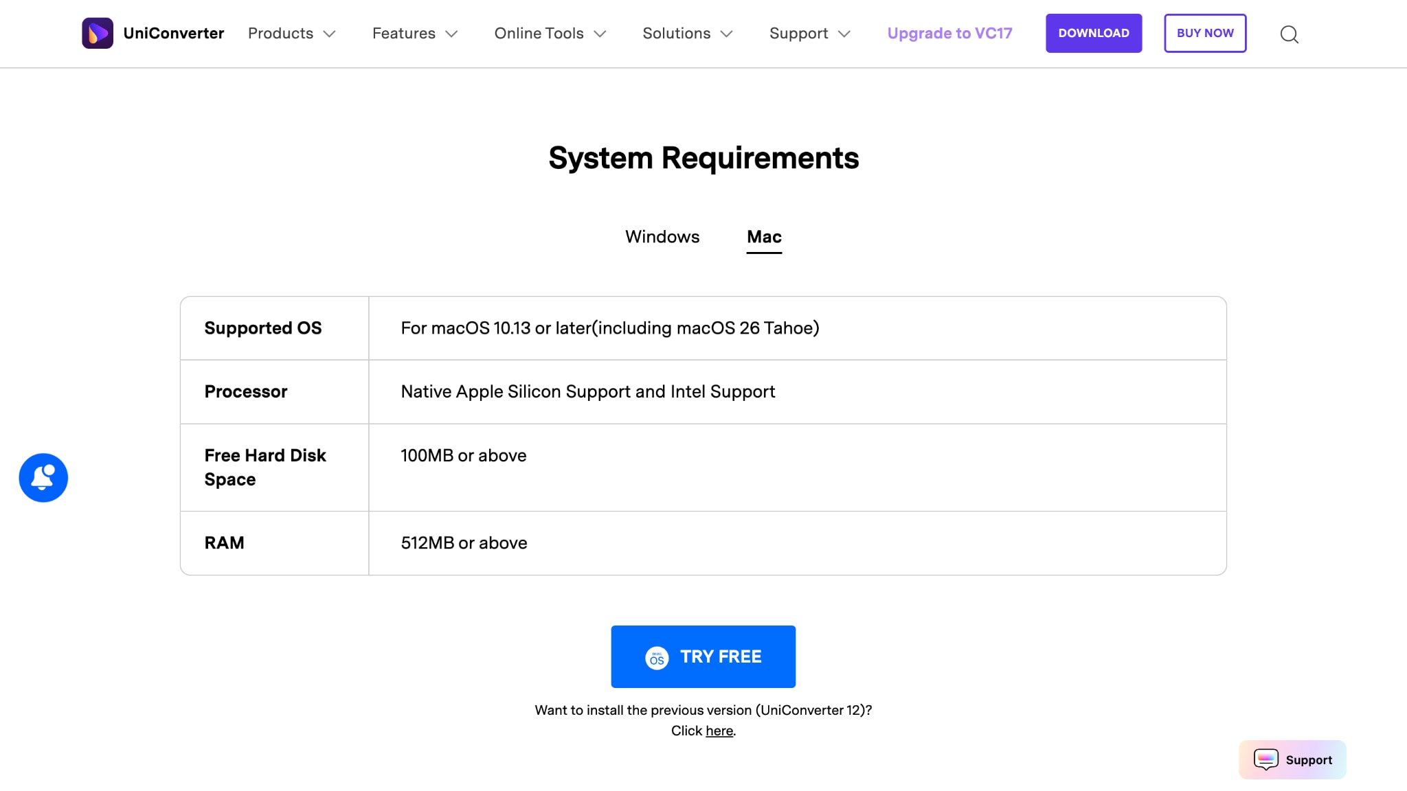 wondershare uniconverter system requirement