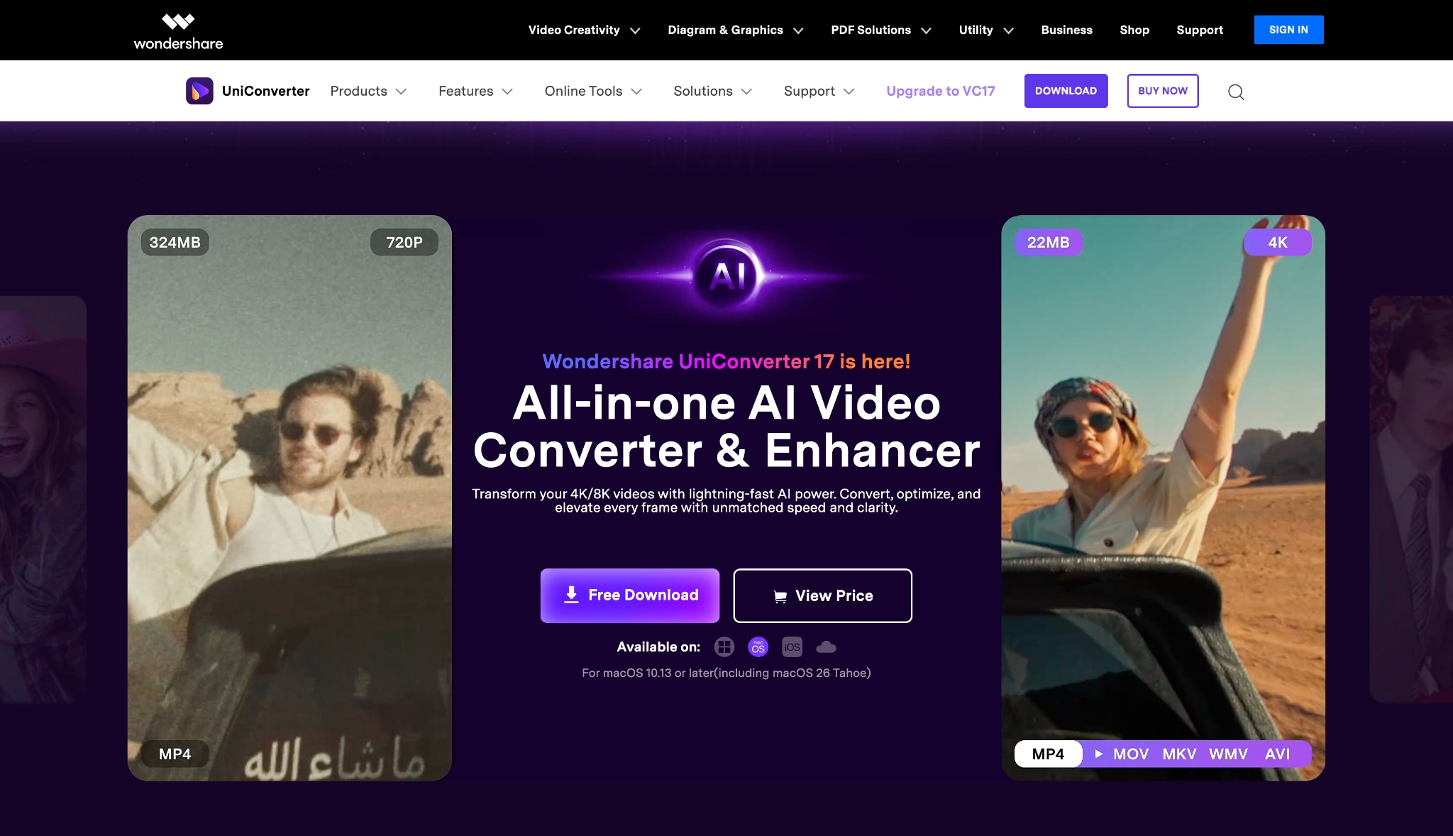 wondershare uniconverter homepage