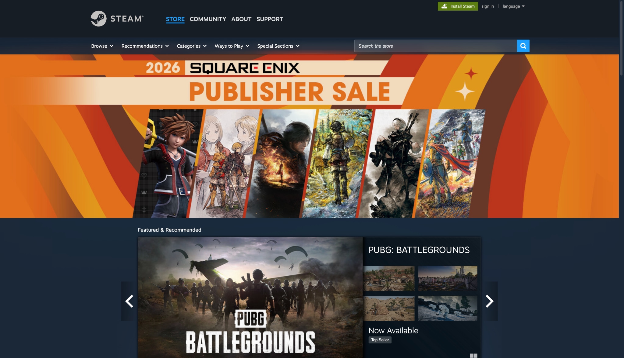 steam homepage