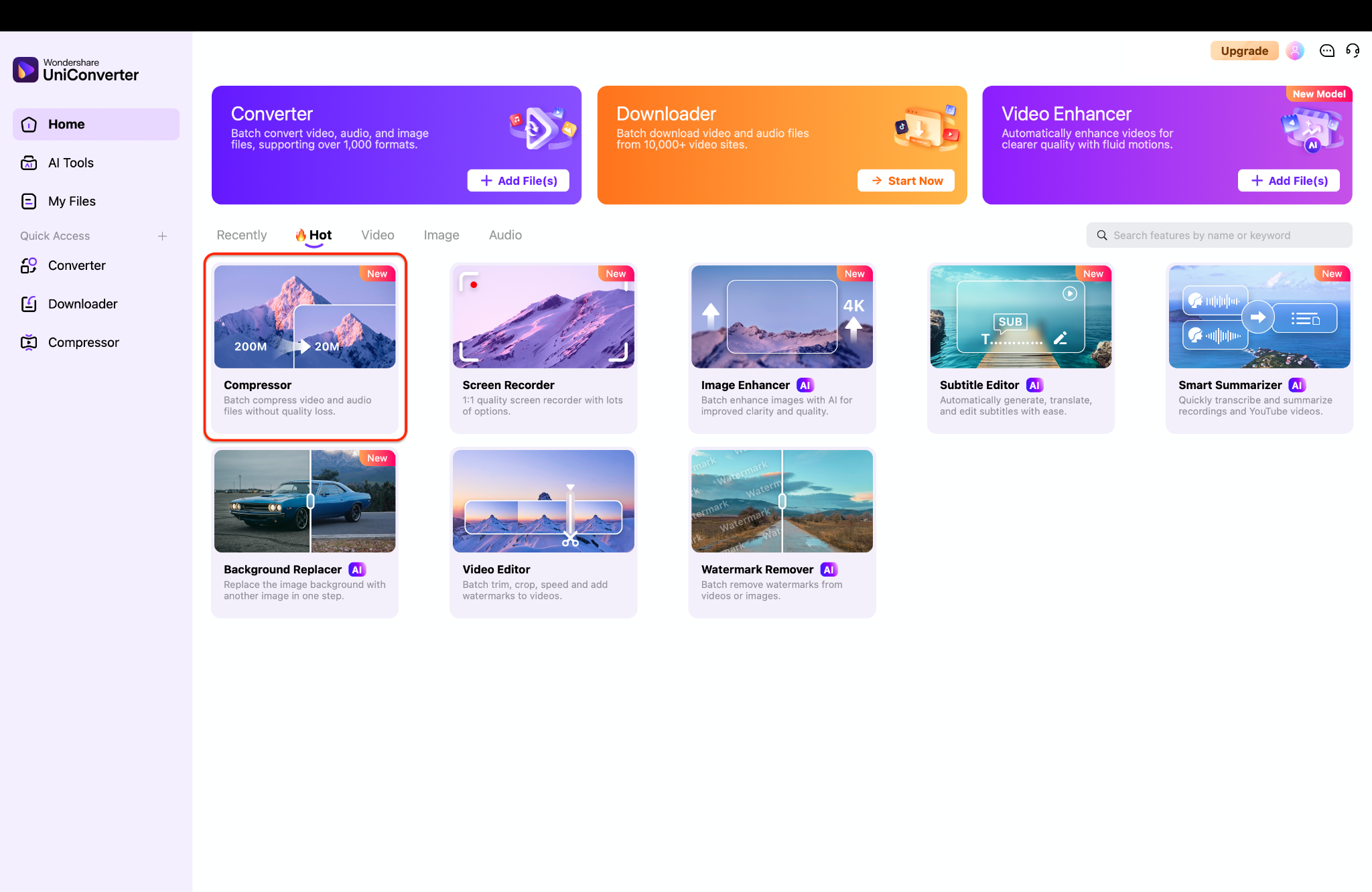 navigate to the compressor tool