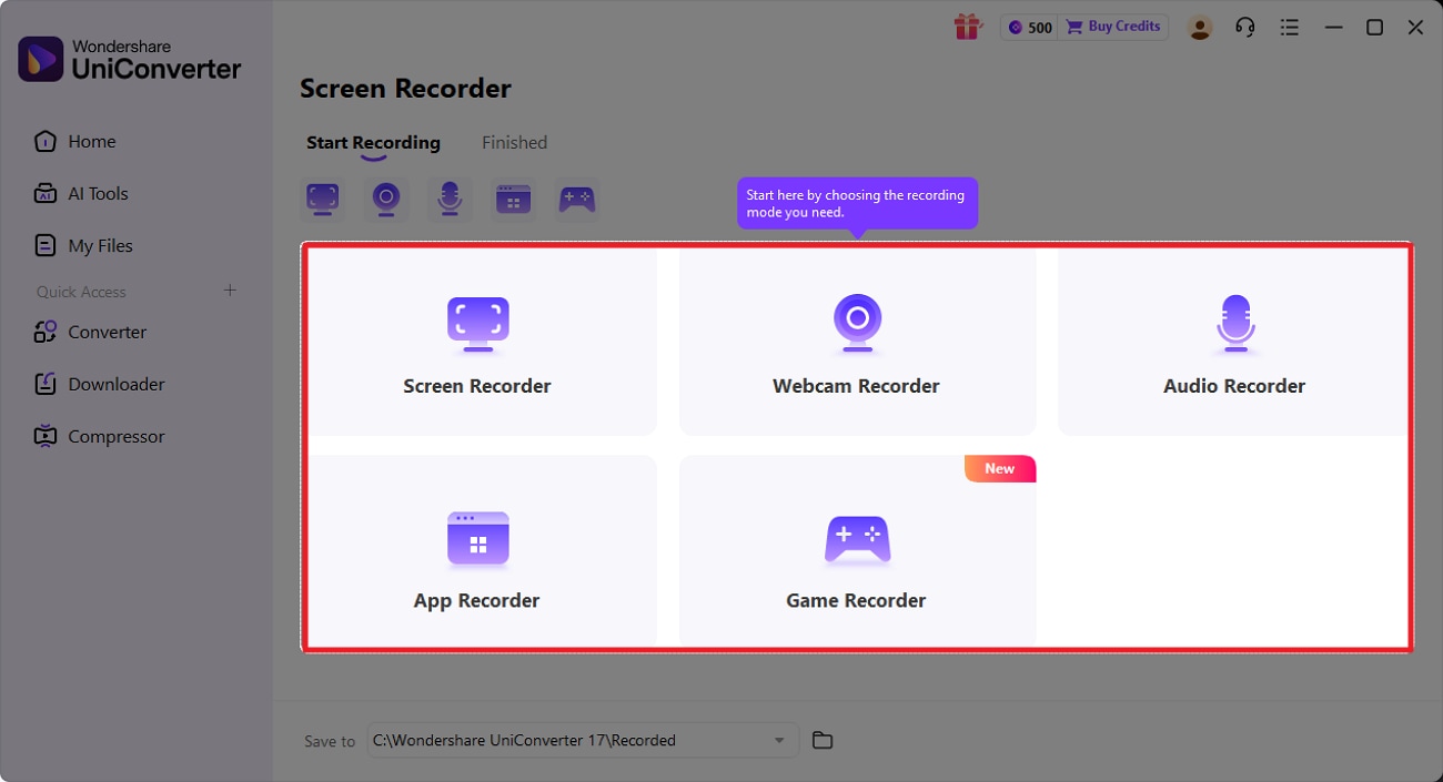 choose recording options