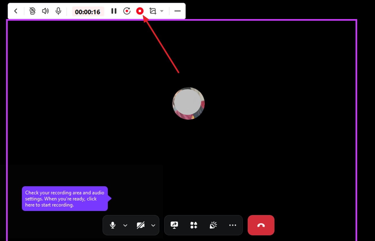 press stop when recording completed