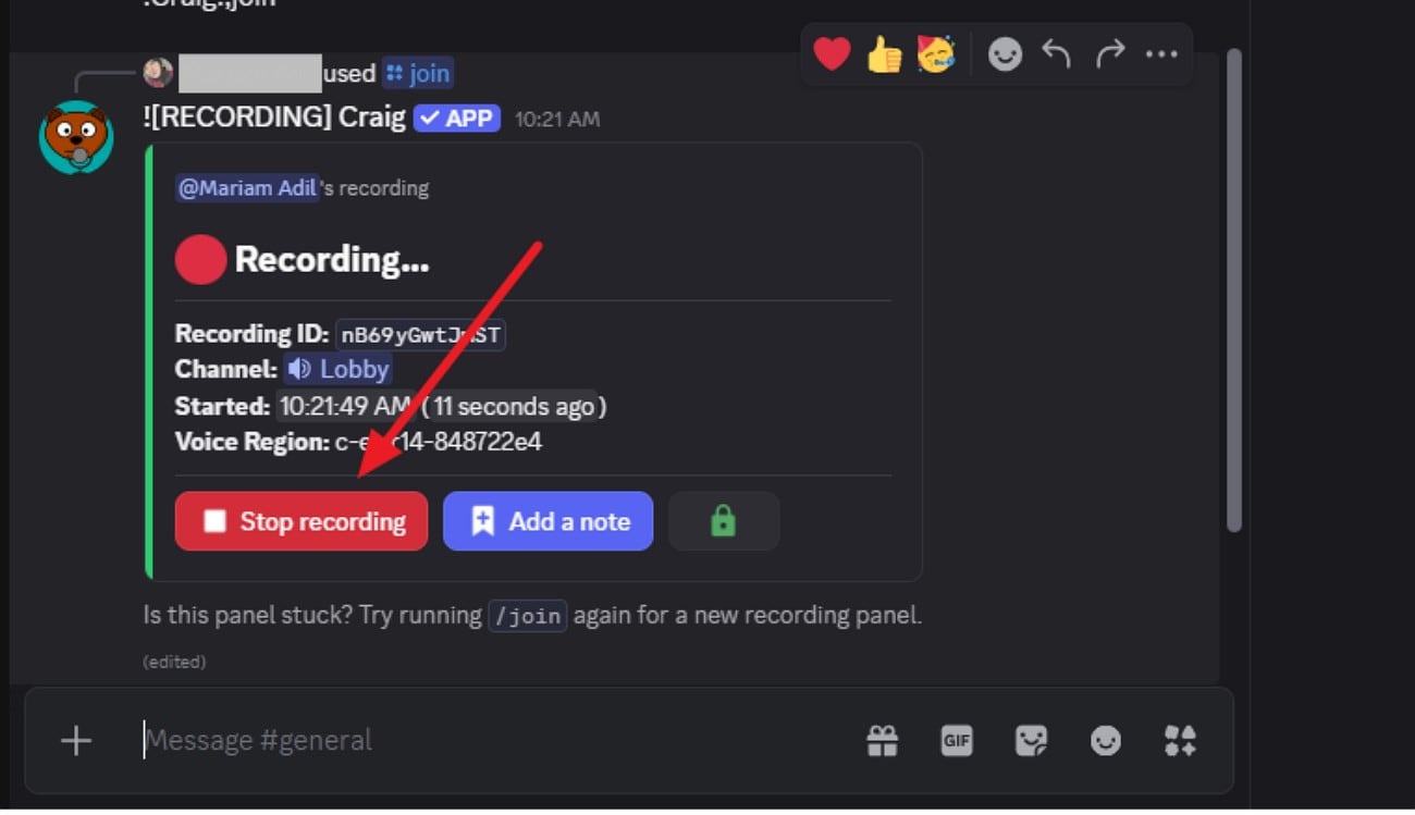 press stop recoding to stop