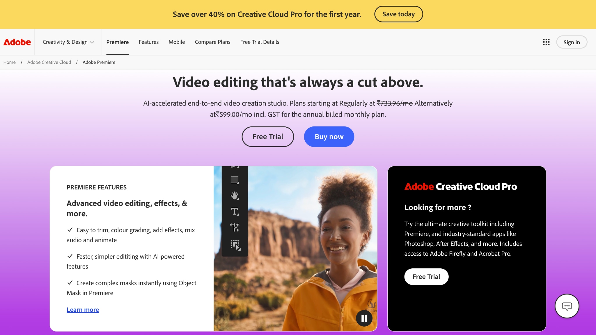 adobe premiere pro homepage