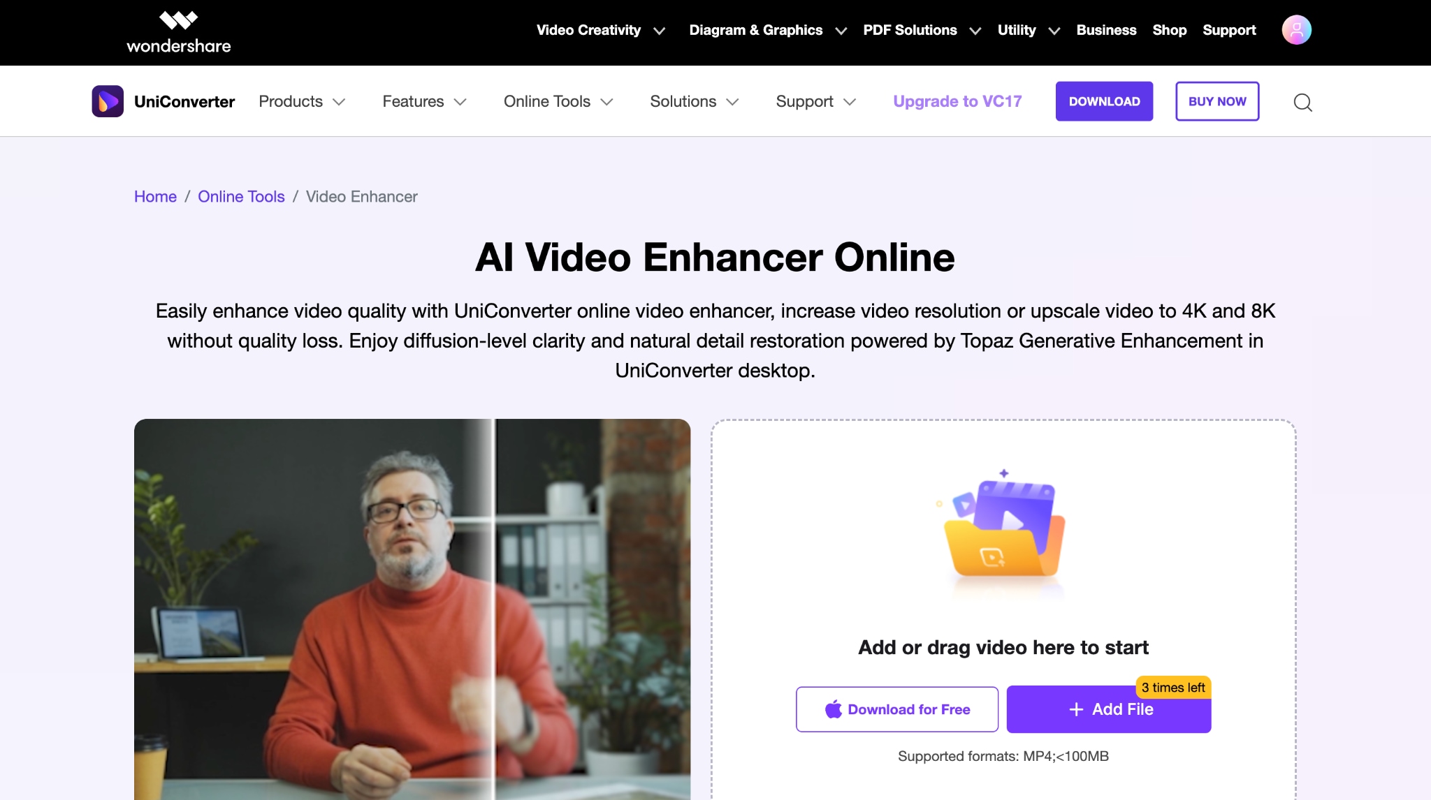 wondershare uniconverter homepage