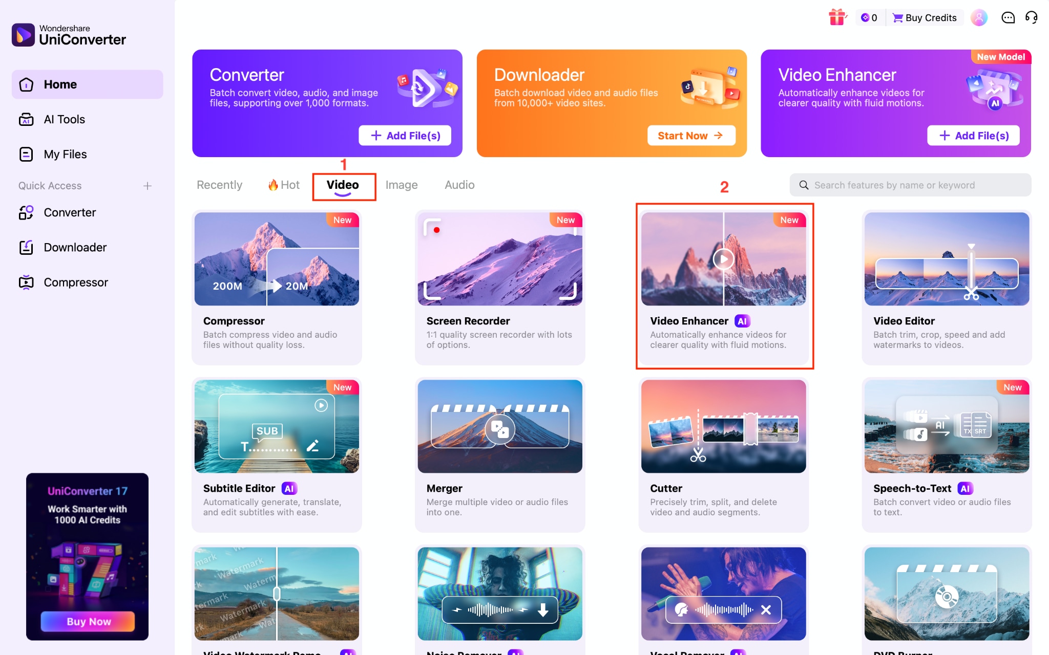 wondershare uniconverter video enhancer