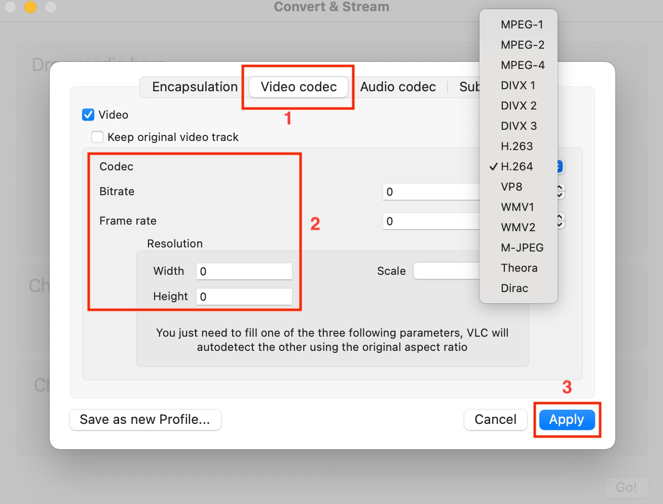vlc media player apply